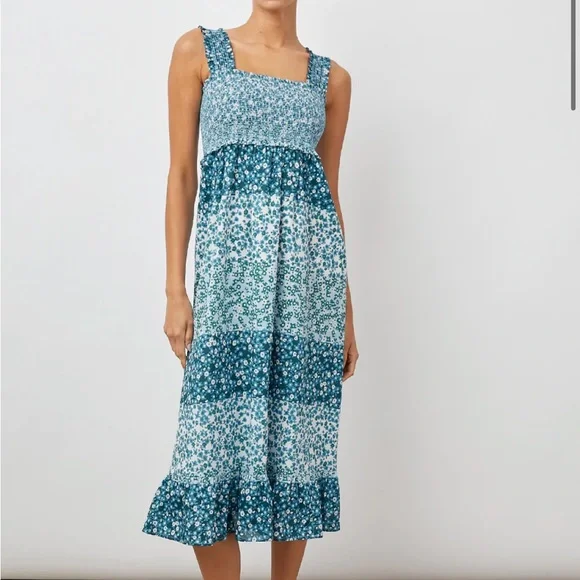 Rails | Dresses | Nwt Rails Rumi Midi Dress Striped Floral Blue M | Poshmark